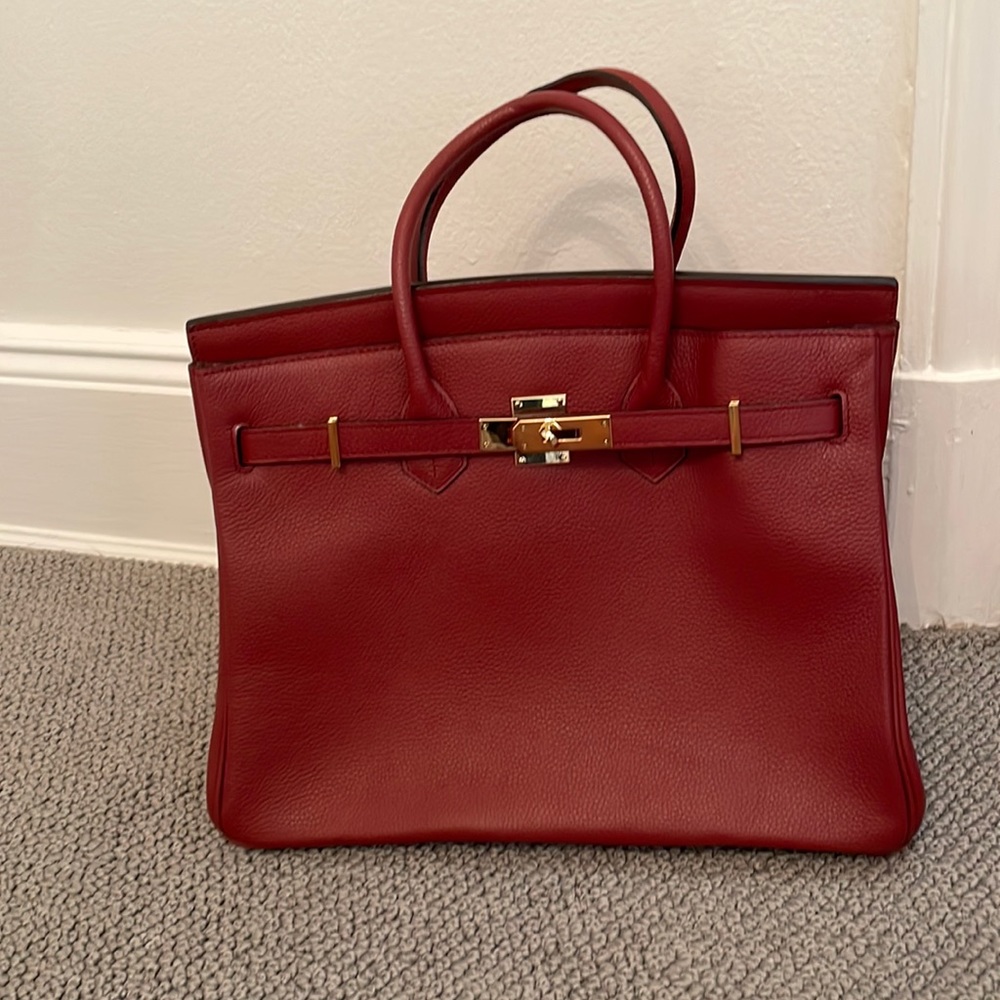 Gorgeous replica. Dark red handbag. 12x14x7”